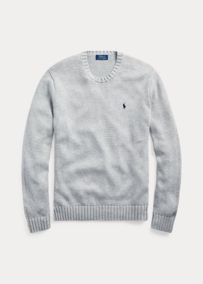 Sueter Polo Ralph Lauren Hombre Grises - Iconic Cotton Crewneck - VUPOY1239